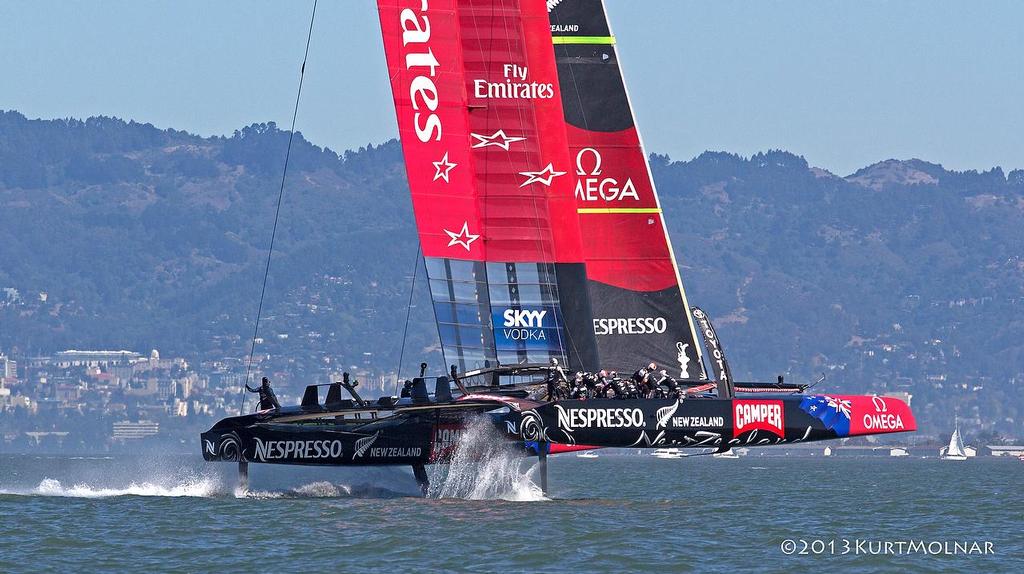 Emirates Team NZ on Day 13, America’s Cup 2013 © Kurt Molnar